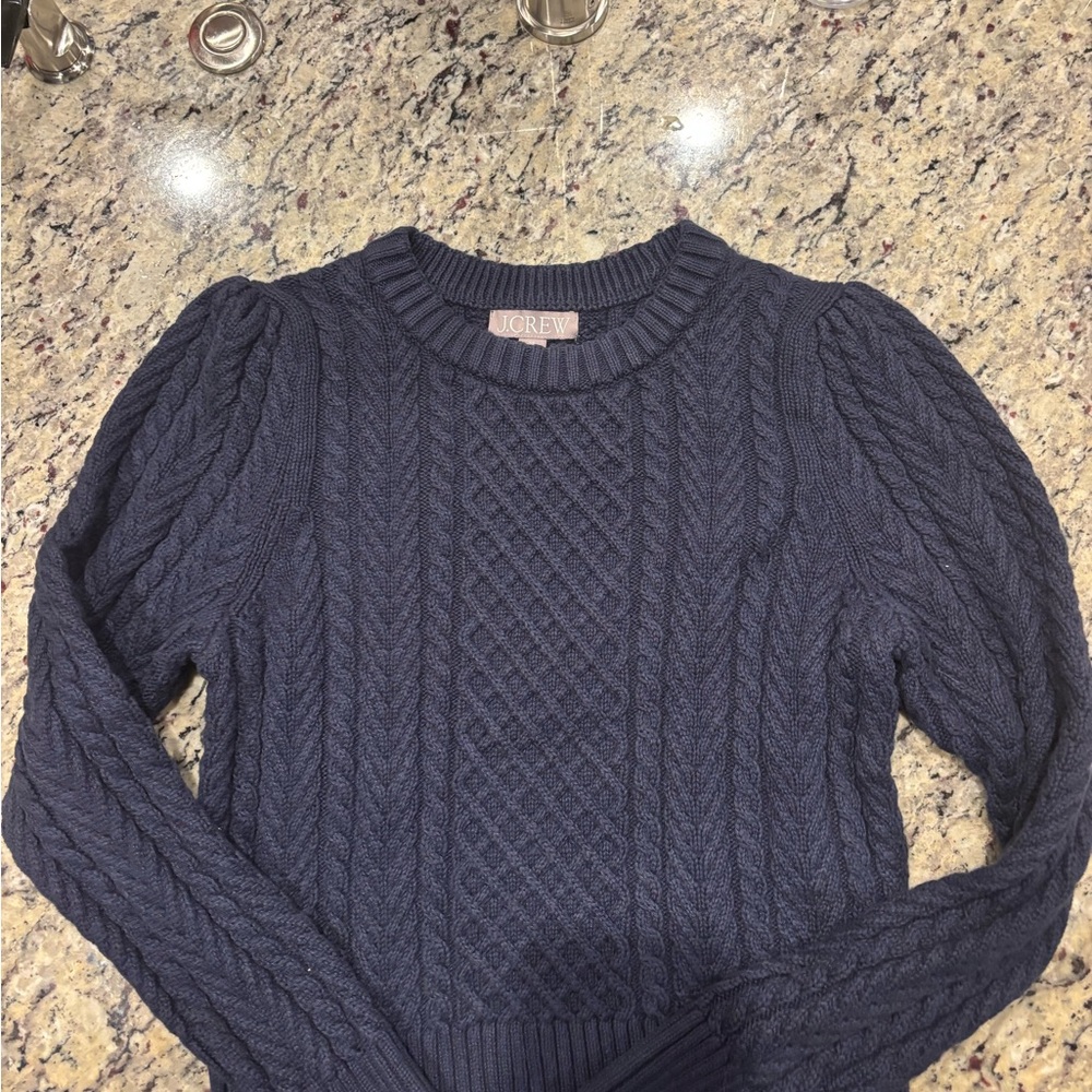J. Crew Deep Blue Cable Knit Sweater